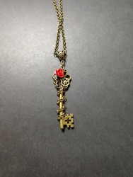 Chained key & rose necklace