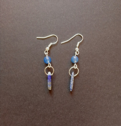 Blue stone beads earrings
