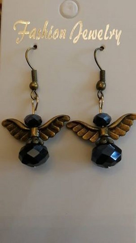 Black angel earrings