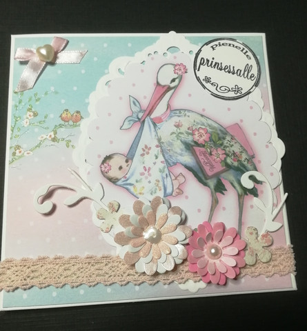 Handmade gard baby girl and stork