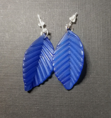 Blue leaf earrings