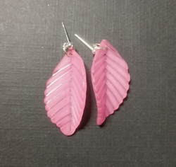 Pink leaf earrings