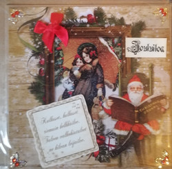 Vintage Santa Clause and girls Christmas card