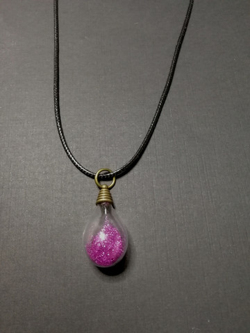 Pink light bulb necklace