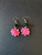 Pink lace flower earrings with black beads