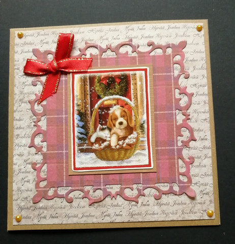 Christmas Card Puppy Basket