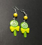 Green lollipop earrings with yellow beads