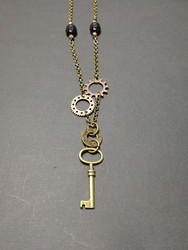 Key and gears necklace