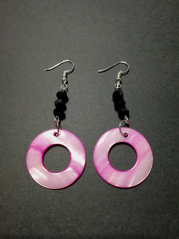 Pink ring earrings