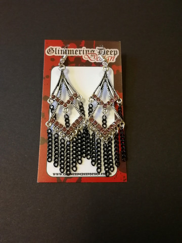 Earrings with black chains