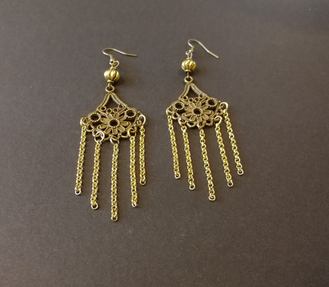 Bronze and gold hanging earrings