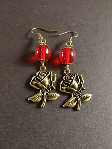 Bronze rose earrings