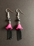 Flower earrings pink and black