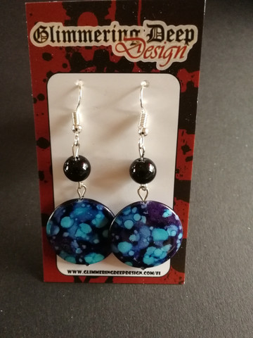 Clam shell earrings blue and purpple