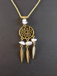 Dreamcatcher earrings with rosequartz stone beads