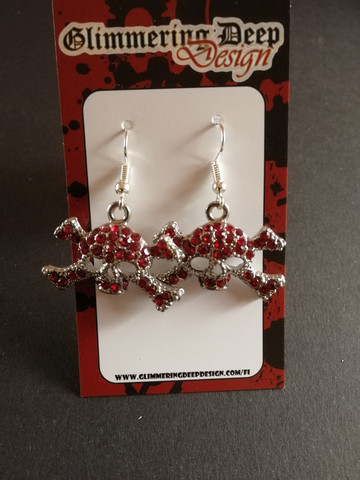 Skull earrings with red strass