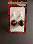 Black Ball Earrings with red hearts