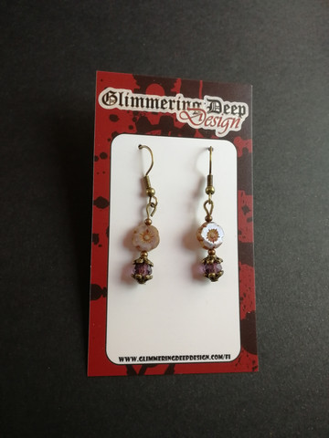 Violet flower earrings
