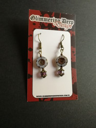 Flower earrings with violet beads