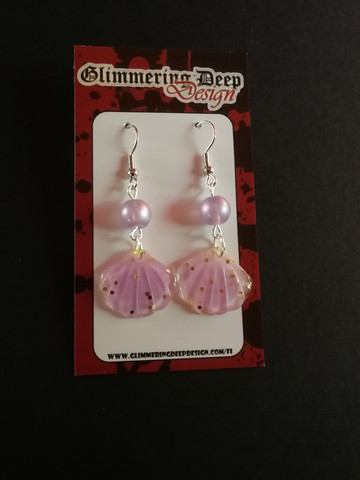 Lilac glitter shell earrings