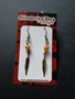 Bronze colored feather earrings with patterned beads
