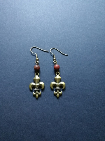 Fleur de lis earrings with stone beads