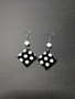 Black square earrings with dots