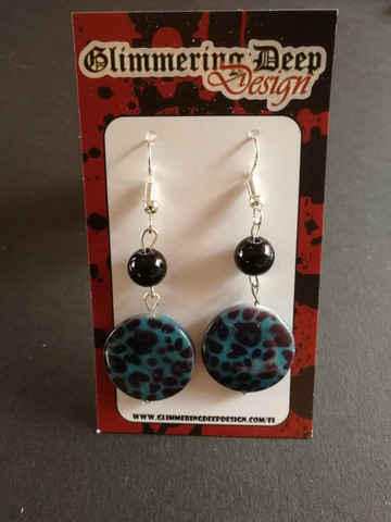 Shell earrings blue panther