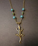Lizzard necklace with green beads