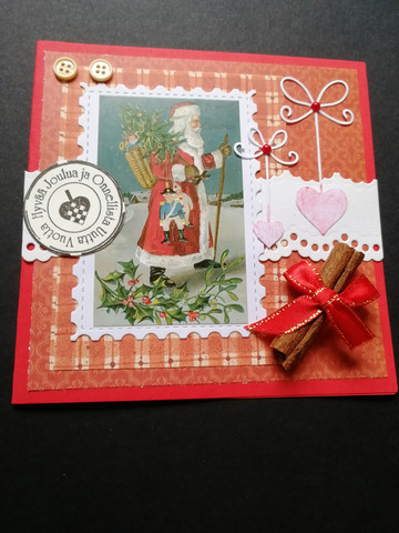 Santa Clause and hearts Christmas card