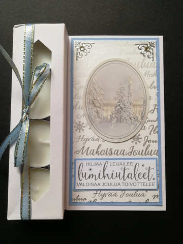 Kynttiläkortti talvimaisema