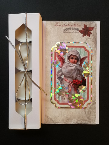 Christmas candle card with a vintage angel