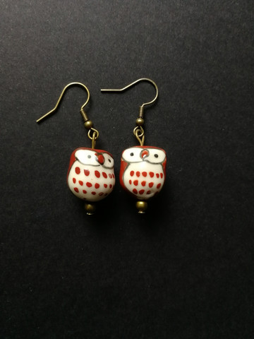 Brown owl earrings