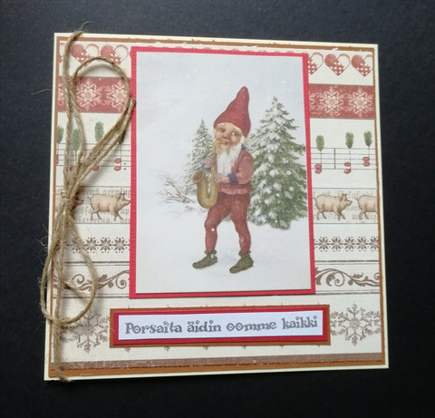 Elf and pigs Christmas card