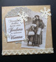 Vintage Christmas card with mother and child