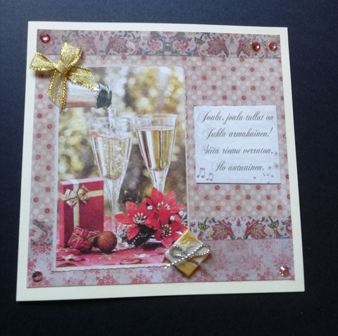 Christmas card with champagne glasses