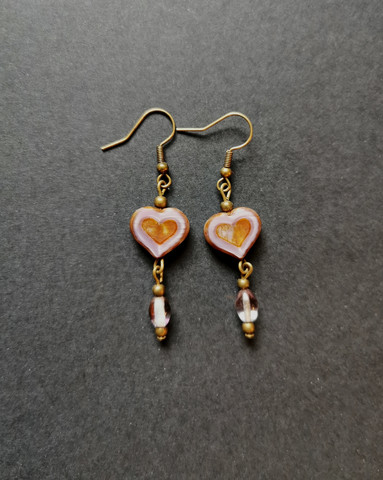 Amber heart earrings