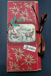 Chocolate bar card with an elf in a sleigh