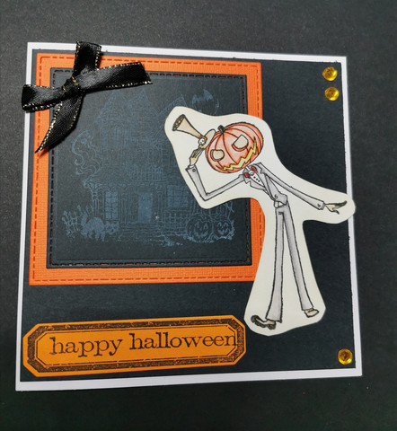 Halloween card pumpkin head