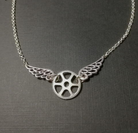 Steampunk wings necklace