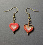 Red glass heart earrings