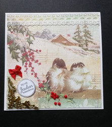 Christmas card with little birds