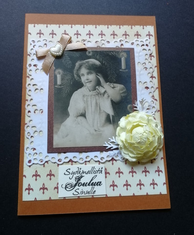 Vintage Christmas card with a rose