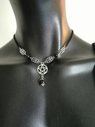 Pentagram necklace with sandstone beads