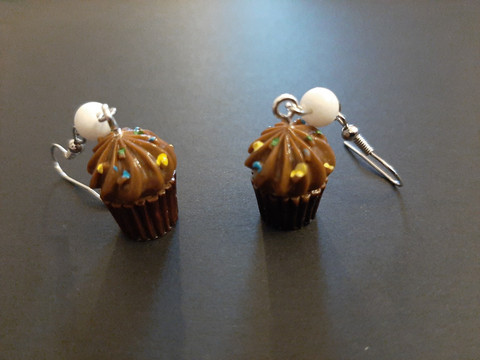 Chocolate cupcake earrings