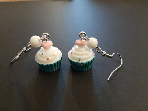 Light blue cupcake earrings
