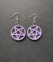 Violet pentagram earrings