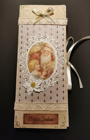 Vintage Santa Clause and child chocolate bar card