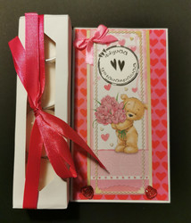 Teddy bear Valentines day candle card