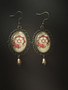 Steampunk earrings with roses and a droplet
